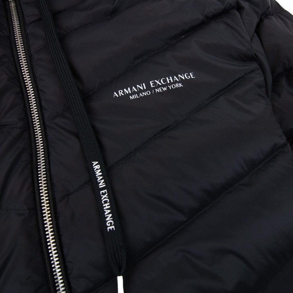 Men's Armani Exchange Black Padded Down Jacket - Warm, Stylish, Hooded