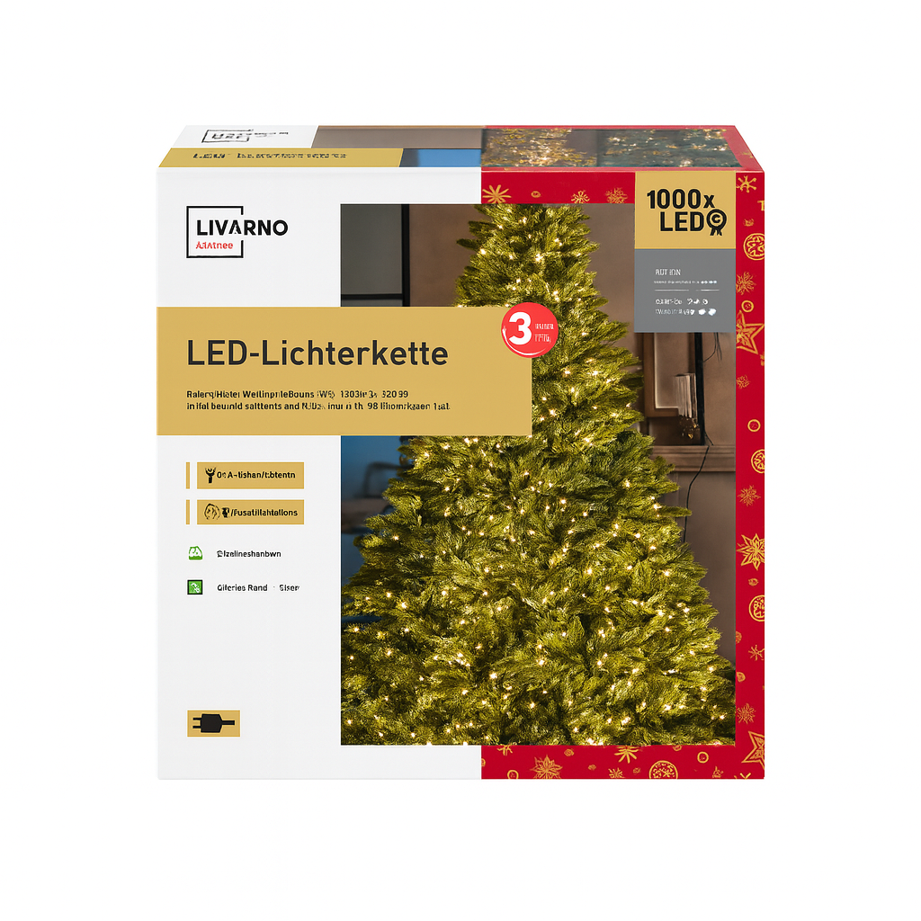 LIVARNO Home 1000 LED Warm White String Lights with 8 Effects