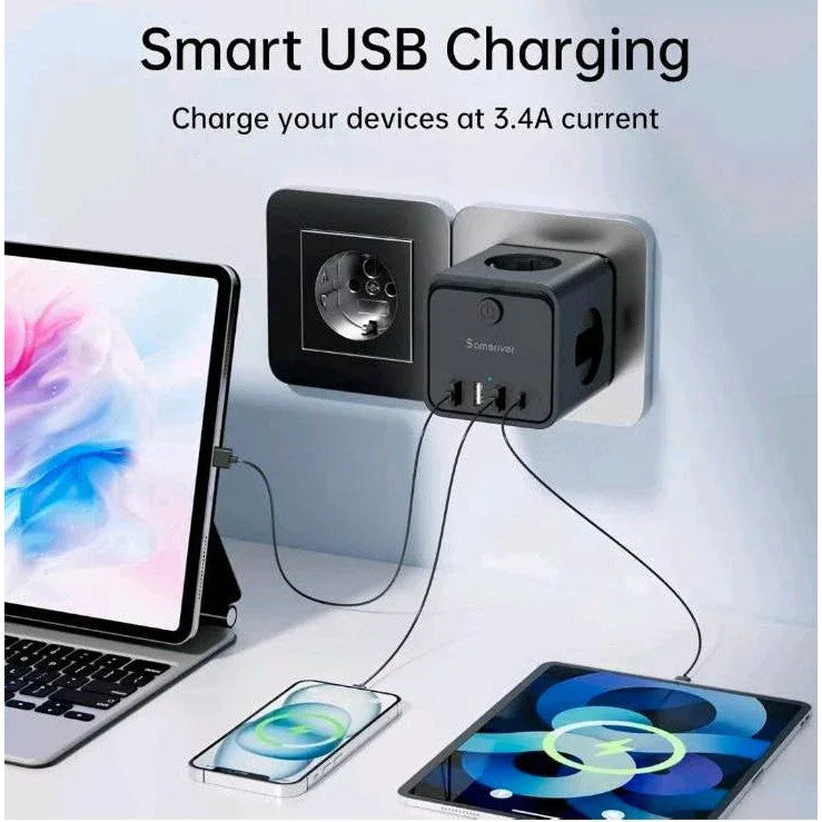 Sameriver ZYC18 USB Power Cube: 3 USB-A, 1 USB-C, Schuko Outlets - Gomix Brands Outlet