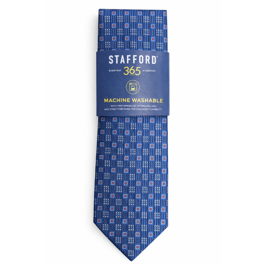 Stafford Men's Blue Tie with Geometric Pattern