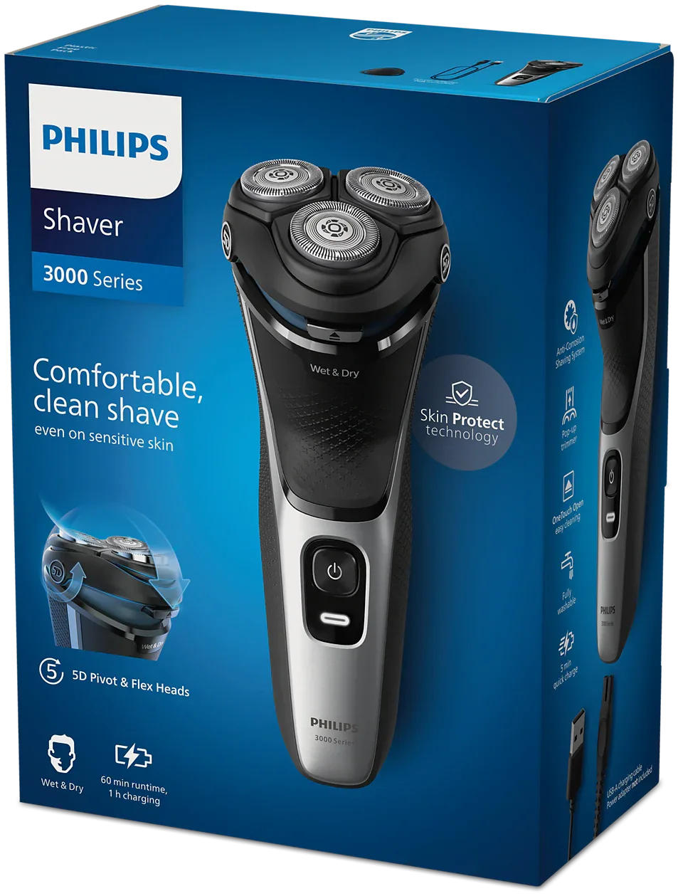 Philips Shaver 3000 Wet & Dry Electric Shaver for Sensitive Skin S3143/00 - Gomix Brands Outlet