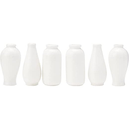 Baker Ross EC192 Mini Porcelain Vases Set – 6 Creative Designs