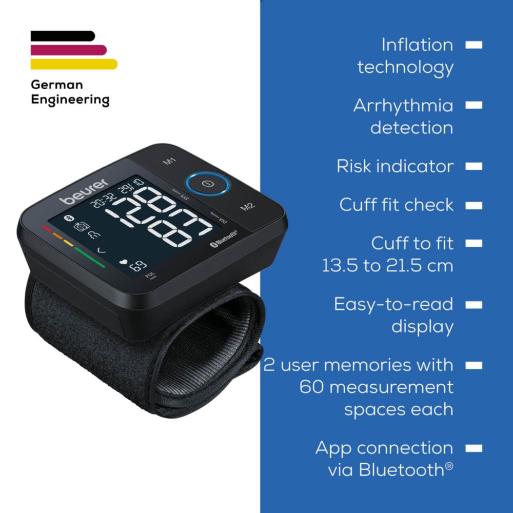 Beurer BC 54 Bluetooth Smart Wrist Blood Pressure Monitor with Inflation Technology