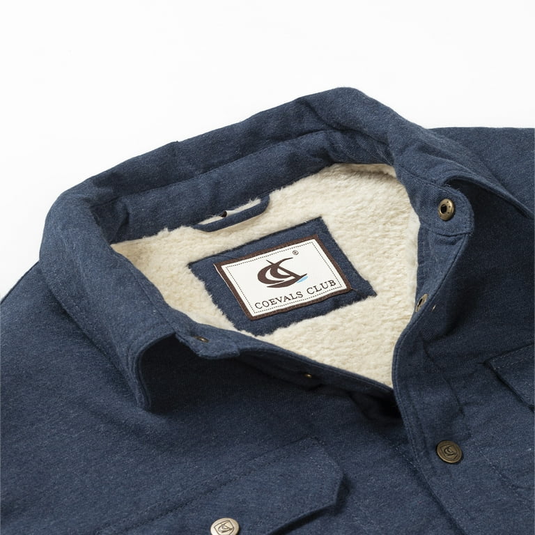 Navy Blue Sherpa-Lined Flannel Jacket for Men 2X Large