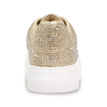 Betsey Johnson Sidny Sparkle Rhinestone Dressy Platform Sneakers - Light Gold - Gomix Brands Outlet