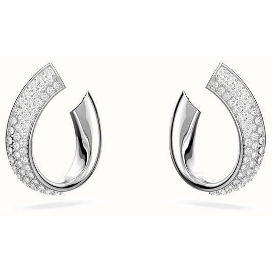 Swarovski Exist Rhodium-Plated Sparkling White Crystal Small Hoop Earrings