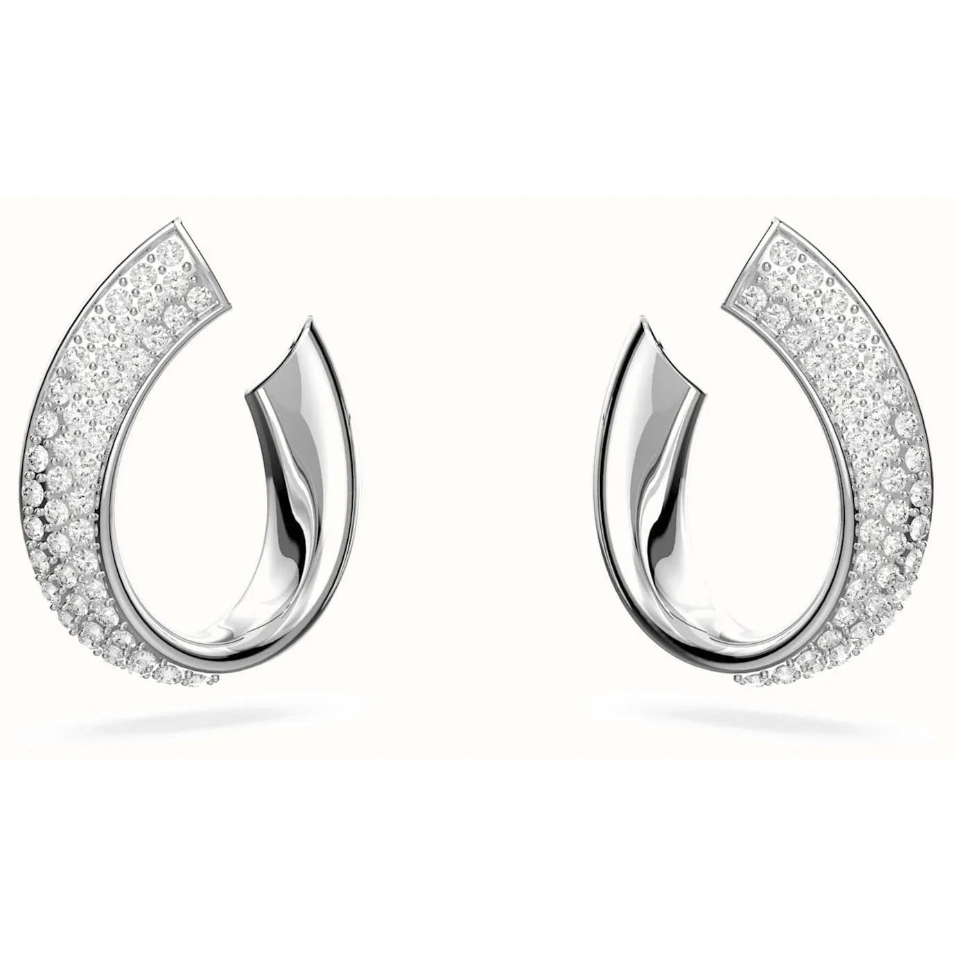 Swarovski Exist Rhodium-Plated Sparkling White Crystal Small Hoop Earrings - Gomix Brands Outlet