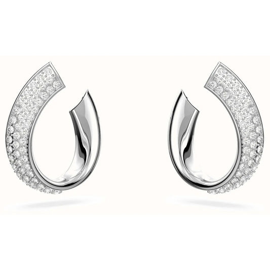Swarovski Exist Rhodium-Plated Sparkling White Crystal Small Hoop Earrings - Gomix Brands Outlet