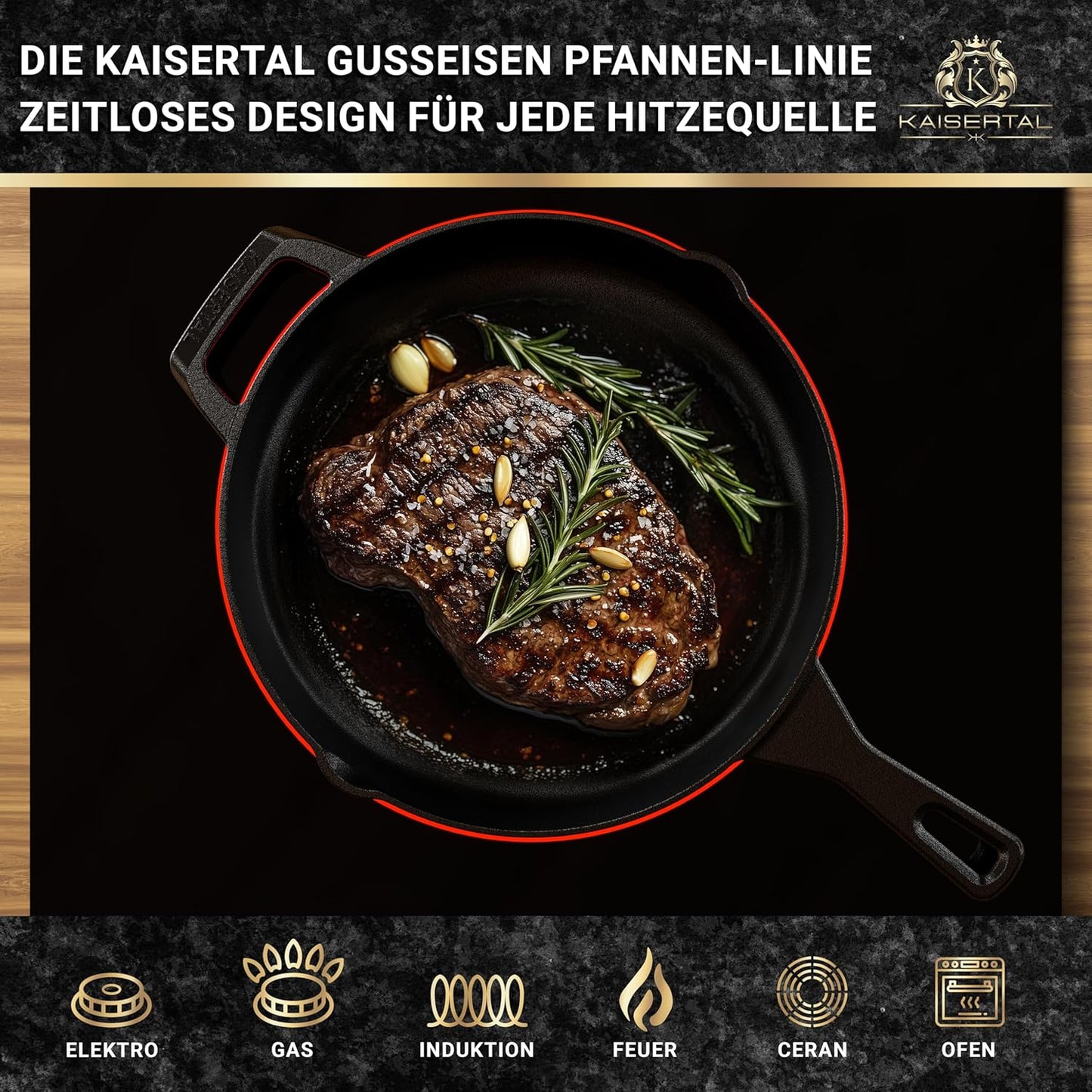Durable Pre-Seasoned Cast Iron Frying Pan, 12-inch, Long Ergonomic Handle