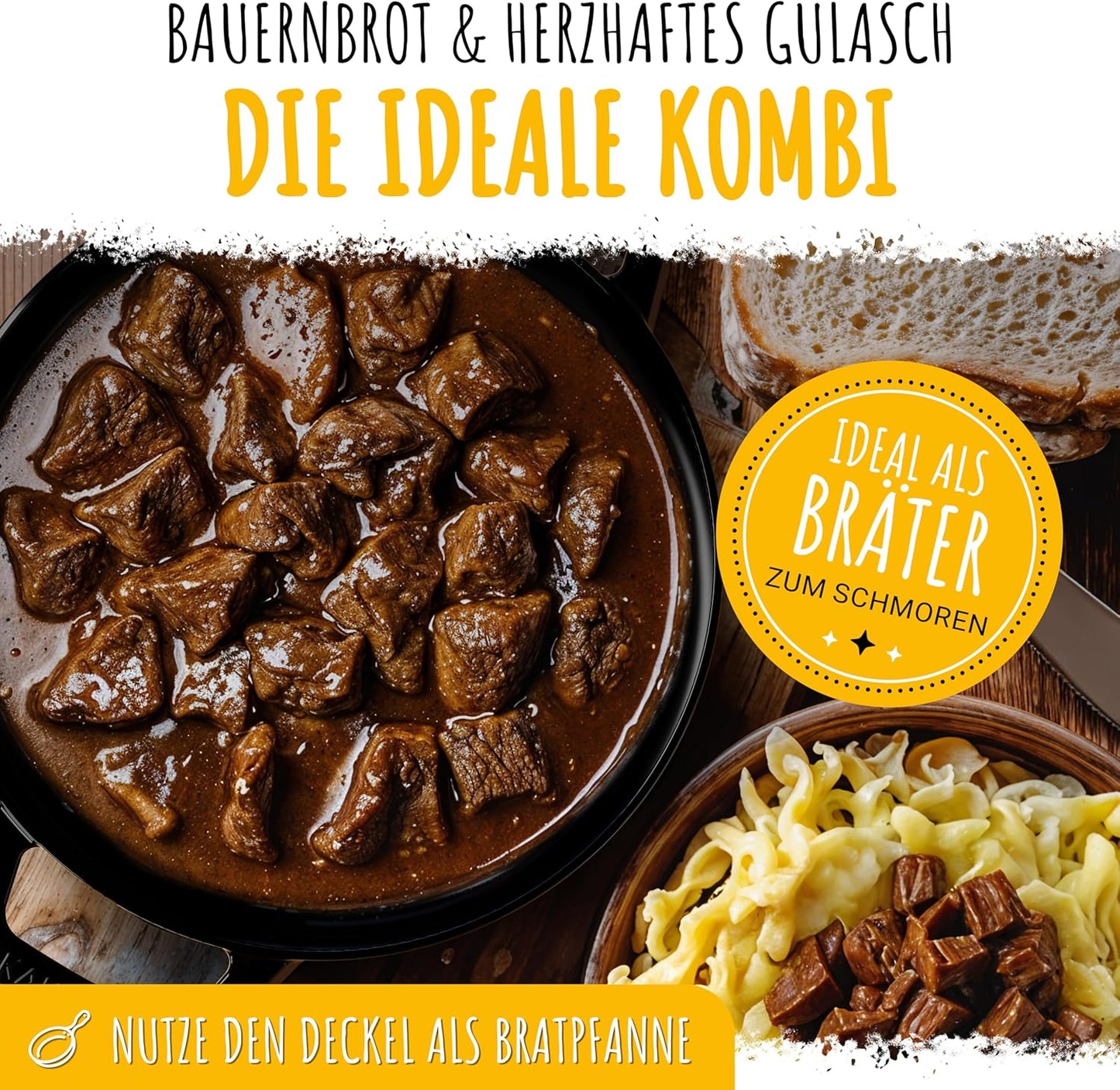 KAISERTAL Enameled Cast Iron Bread Baking Pot with Lid & Proofing Basket