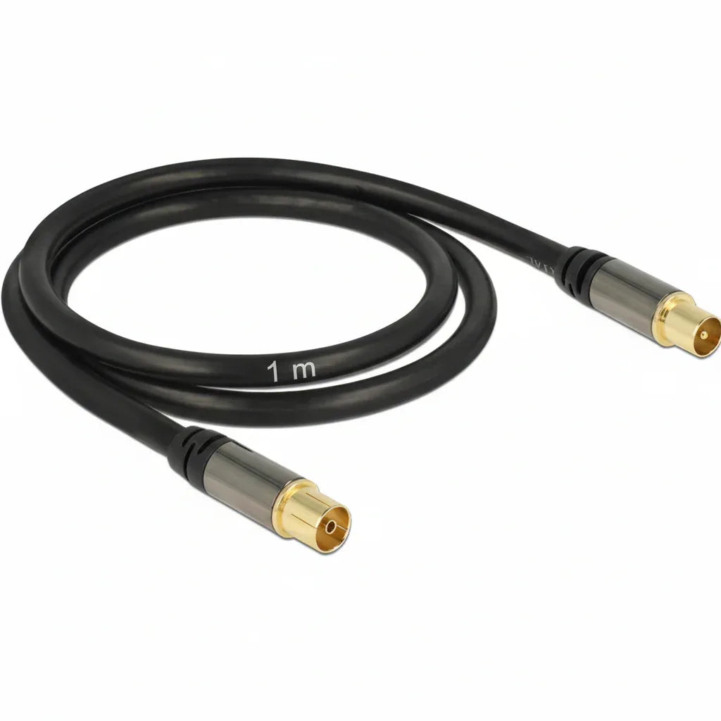 Delock 1m RG-6/U Shielded Antenna Cable IEC Plug to Jack - Gomix Brands Outlet