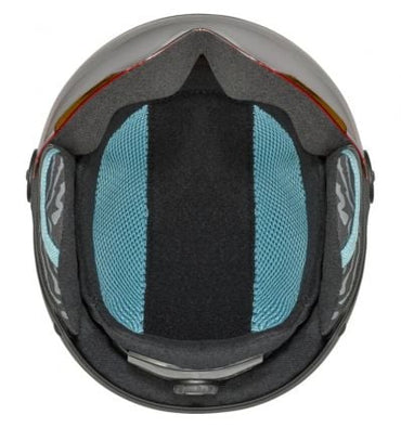 Bollé Quiz Visor Junior Ski Helmet: Matte Black Blue, Orange Gun Cat 2 Lens