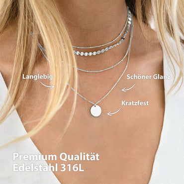 Silver Boho Necklace Set with Stainless Steel Chain