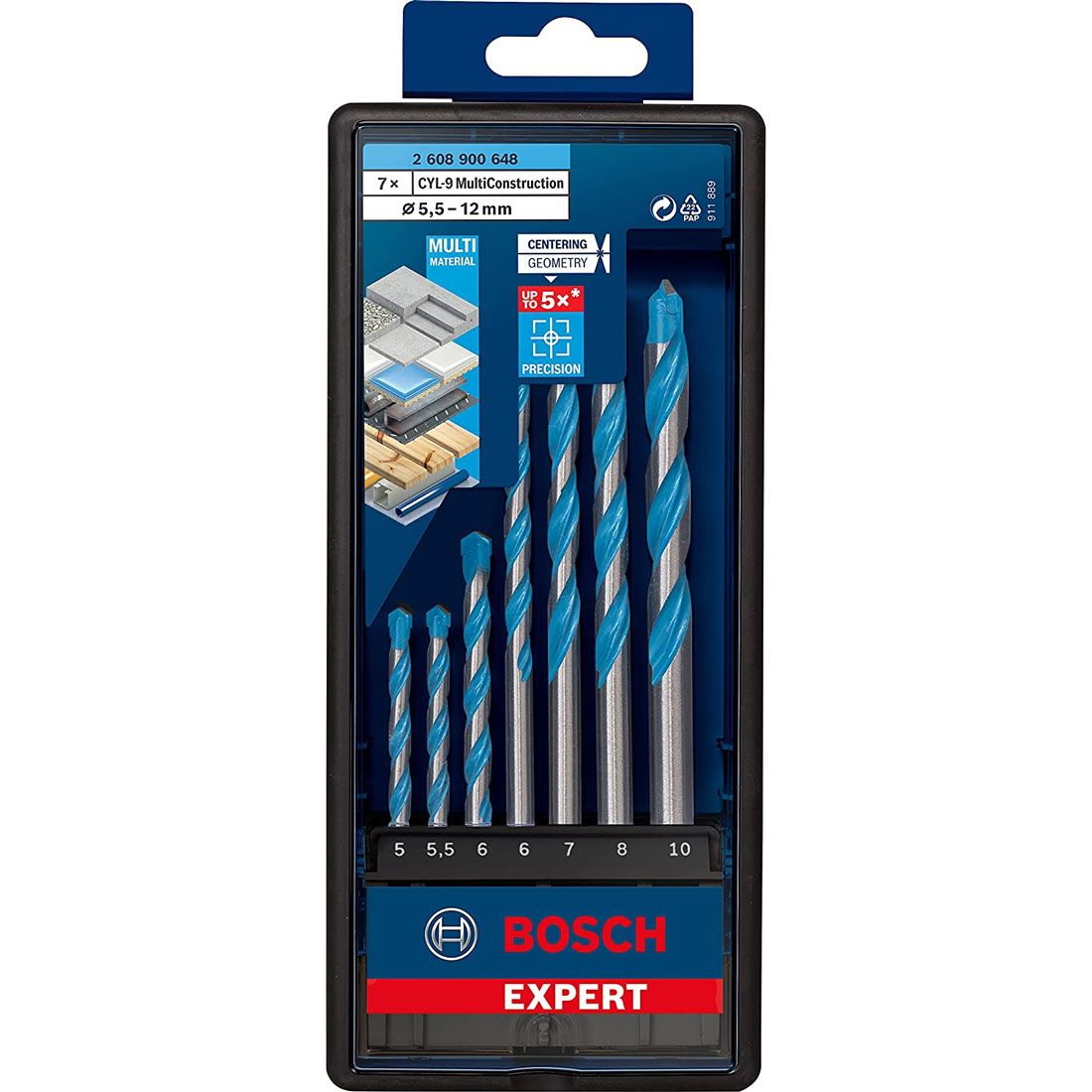 Bosch Expert Multi-Construction CYL-9 Drill Bit Set, 7-Piece All-Material Drilling