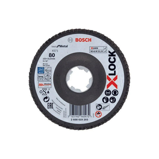 Bosch X-LOCK 125mm K80 Metal Flap Disc for Angle Grinders - Fast Change, Durable Performance - Gomix Brands Outlet