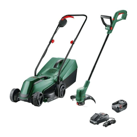 Bosch EasyMower 18V-32-200 + EasyGrasscut 18V-26 Cordless Lawn Mowers & Grass Trimmer – Green