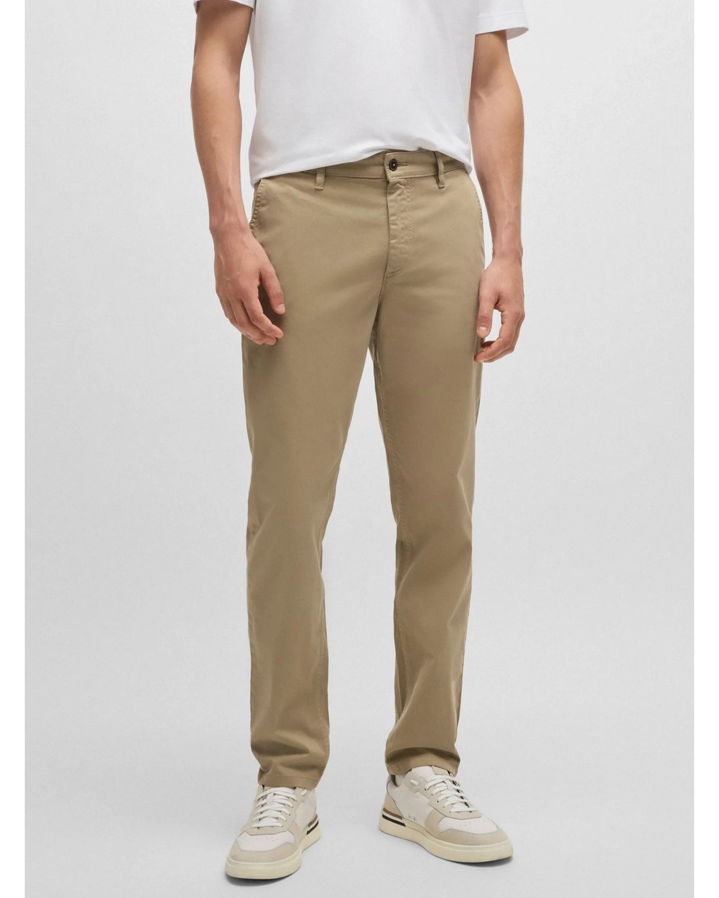 BOSS Men's Beige Tapered Chino Trousers - Regular Fit Stretch Cotton - Gomix Brands Outlet