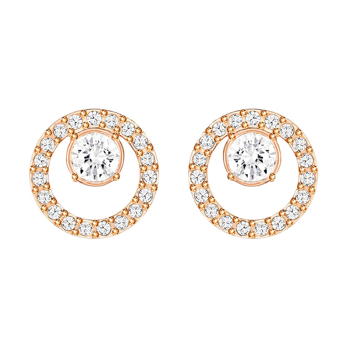 Swarovski Shimmering Rose Gold-Tone Crystal Stud Earrings for Women
