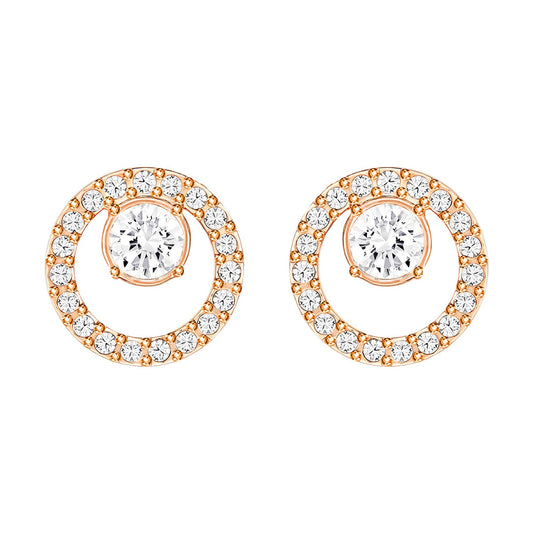 Swarovski Shimmering Rose Gold-Tone Crystal Stud Earrings for Women