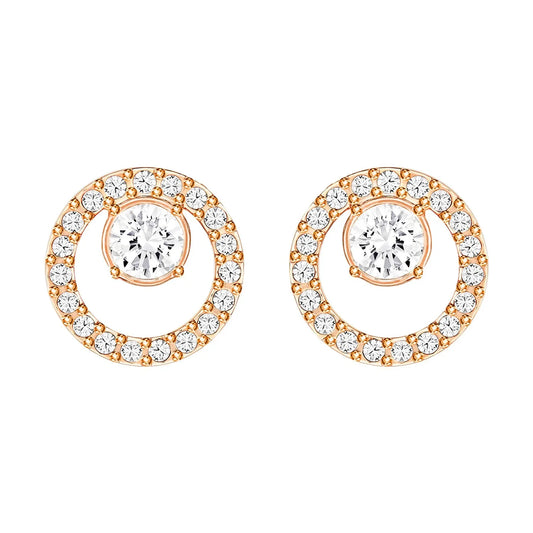 Swarovski Shimmering Rose Gold-Tone Crystal Stud Earrings for Women - Gomix Brands Outlet