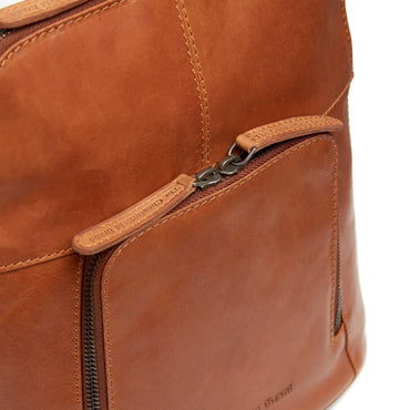 Cognac Leather Backpack Vivian - Wax Pull‑Up, Spacious, Premium Travel Bag - Gomix Brands Outlet