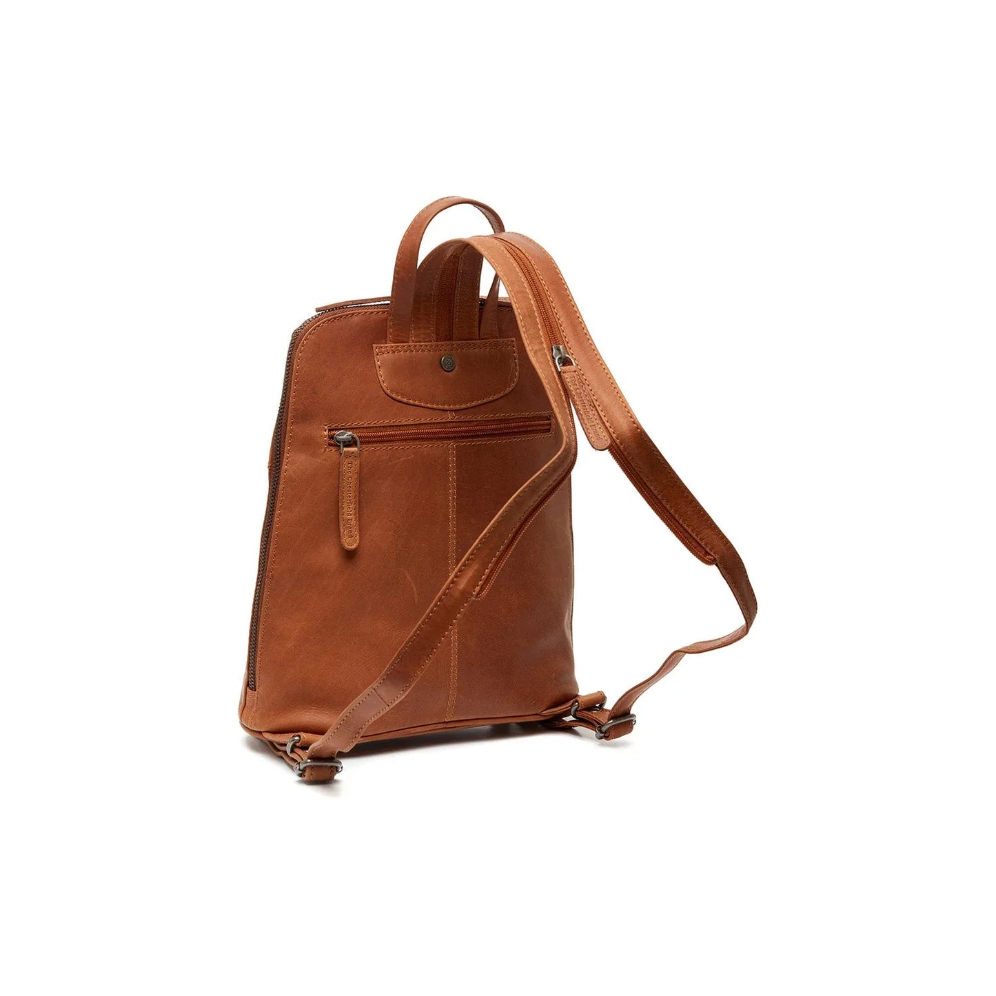 Cognac Leather Backpack Vivian - Wax Pull‑Up, Spacious, Premium Travel Bag - Gomix Brands Outlet