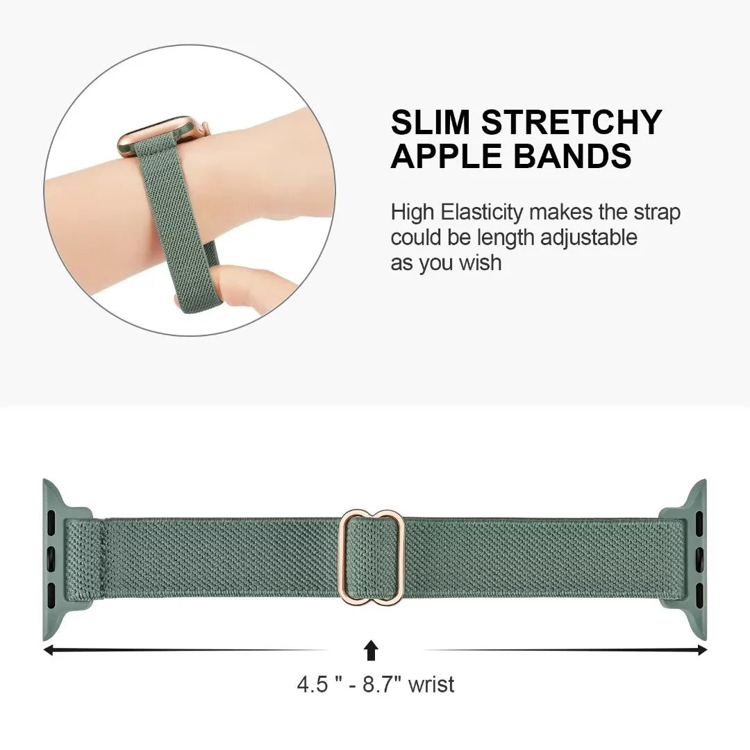 Slim Stretchy Nylon Solo Loop Apple Watch Band – Adjustable