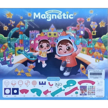 Planet T 111-Piece Magnetic Tiles Little Dragon STEM Building Blocks Toy Kit