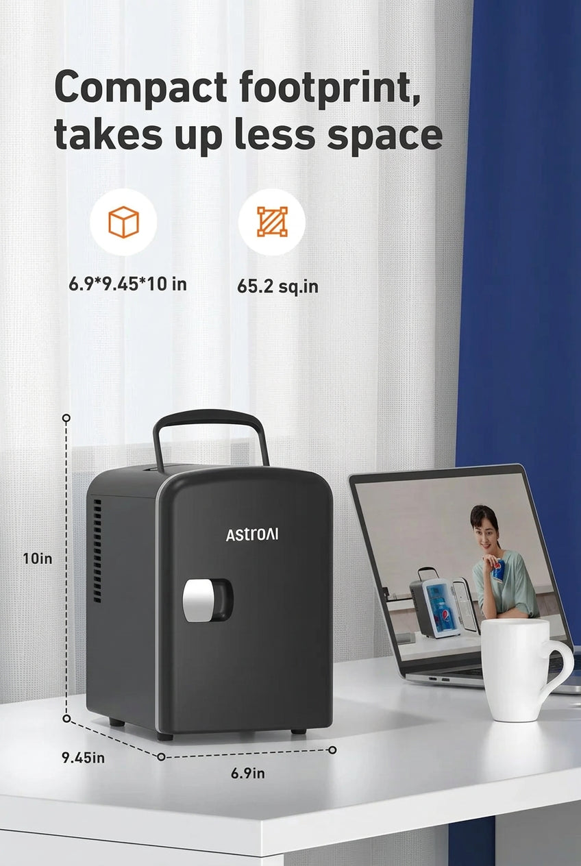 AstroAI M040B Mini Fridge 4L 6 Can AC/DC