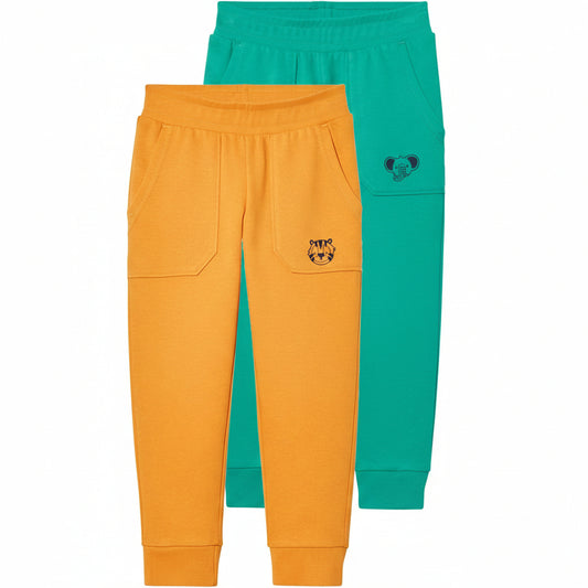 Lupilu Boys' Sweatpants 2-Pack Green Orange