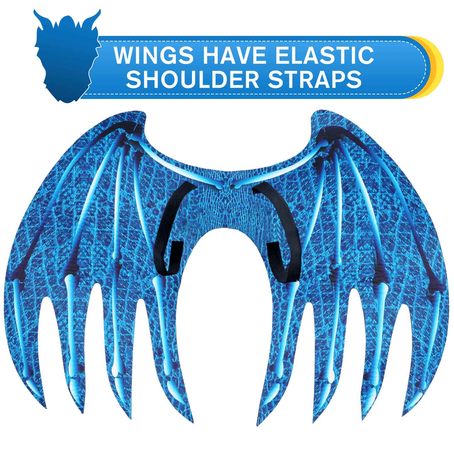 Blue Kids Dragon Costume 3‑Piece Jumpsuit with Wings & Mask