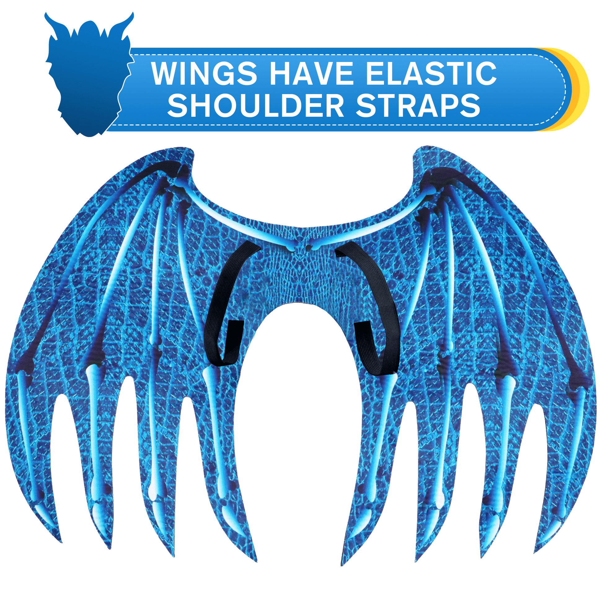 Blue Kids Dragon Costume 3‑Piece Jumpsuit with Wings & Mask
