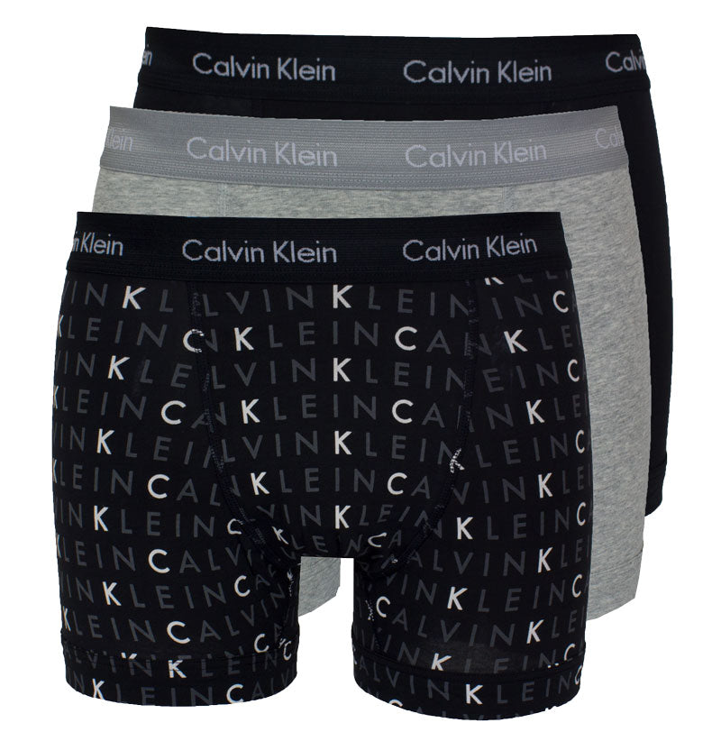 Calvin Klein 3-Pack Gray and Black Boxer Briefs with Signature Logo Band