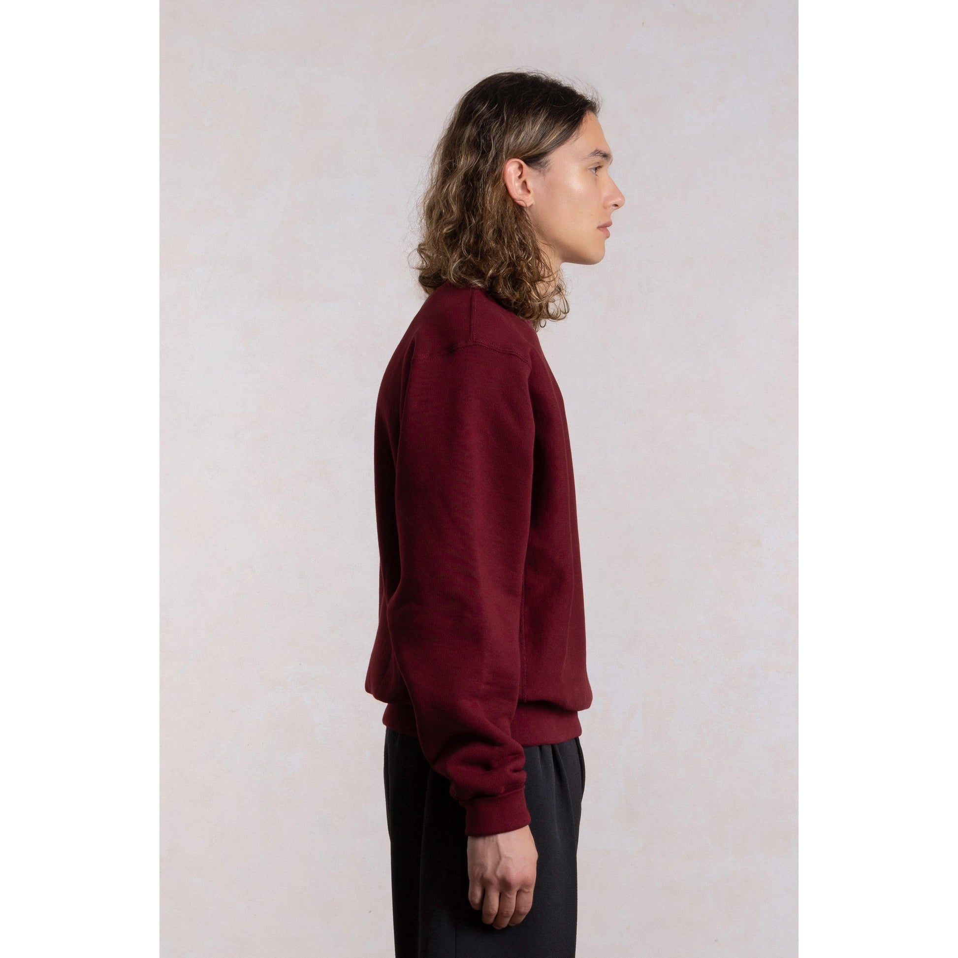 Heavyweight Burgundy Crewneck Sweatshirt Made from Premium Cotton