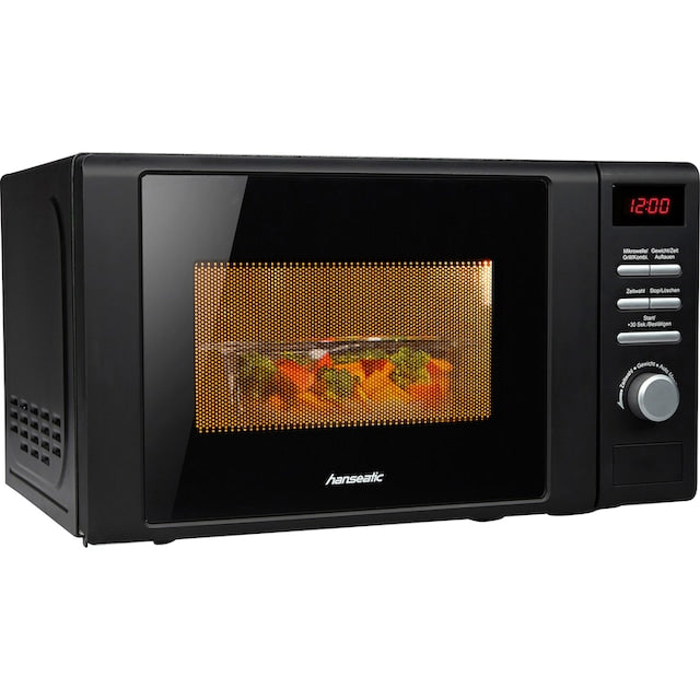 Hanseatic 20L Countertop Microwave with 1000W Grill, Defrost, 8 Auto Programs