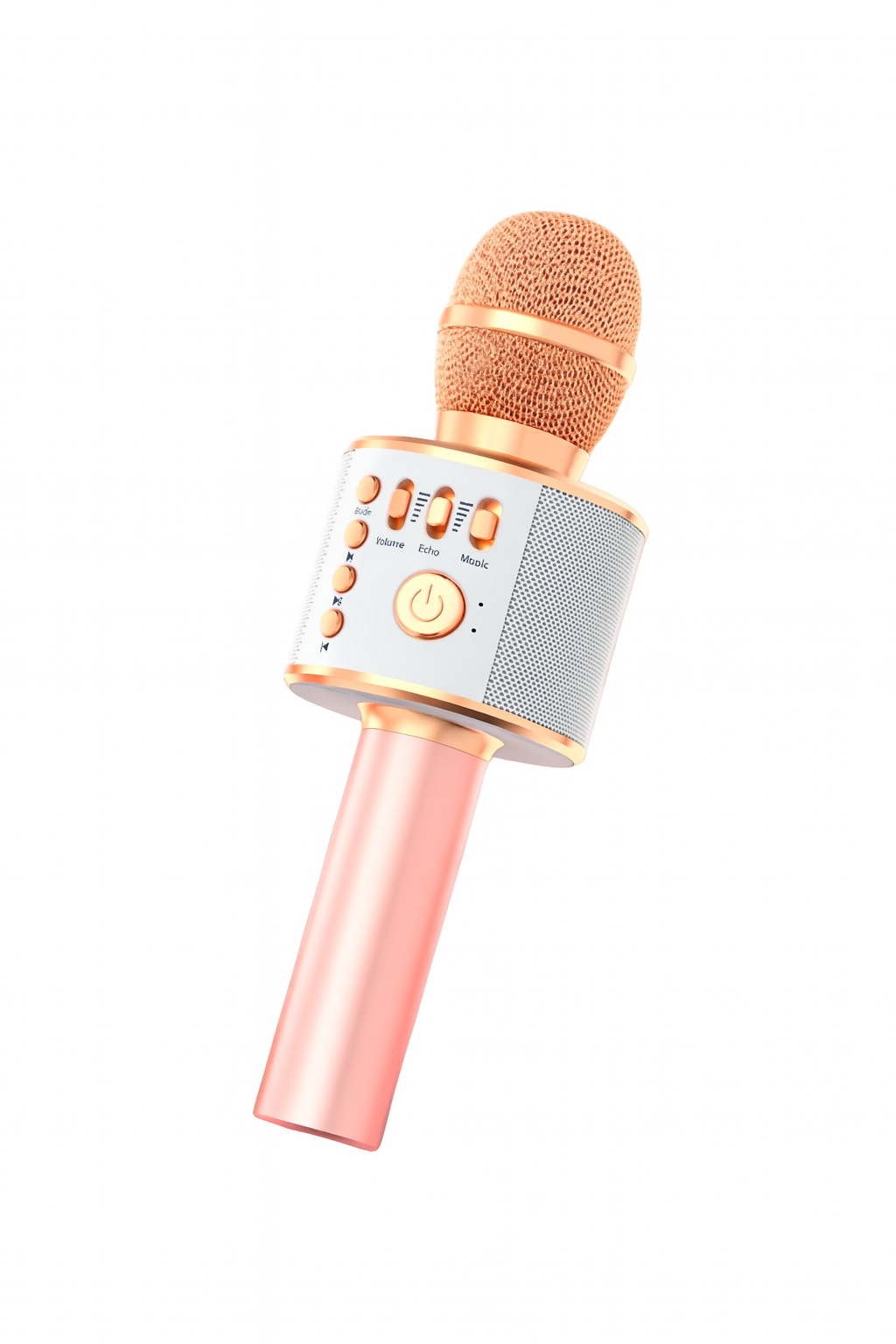 Portable Rose Gold Bluetooth Karaoke Microphone Speaker K52 for Home Singing Fun
