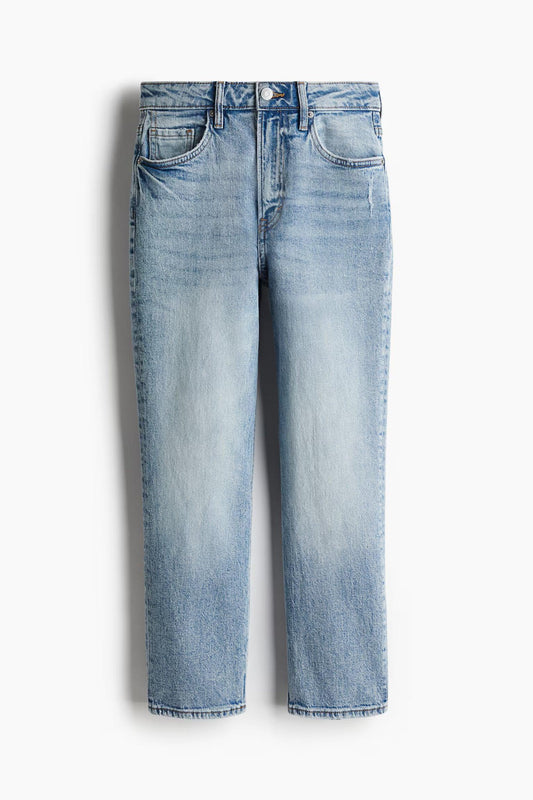 H&M Women's Slim Straight Jeans - Blue Medium Dusty Denim - Gomix Brands Outlet