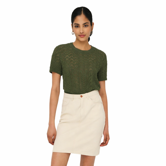 ONLY Women's Crew Neck T-Shirt – Soft Cotton-Poly Blend