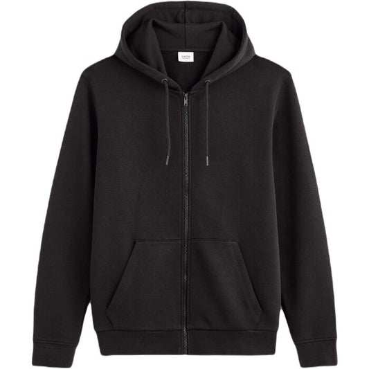 CELIO FETHREE Men's Full-Zip Cotton Hoodie Sweatshirt with Kangaroo Pocket, Black