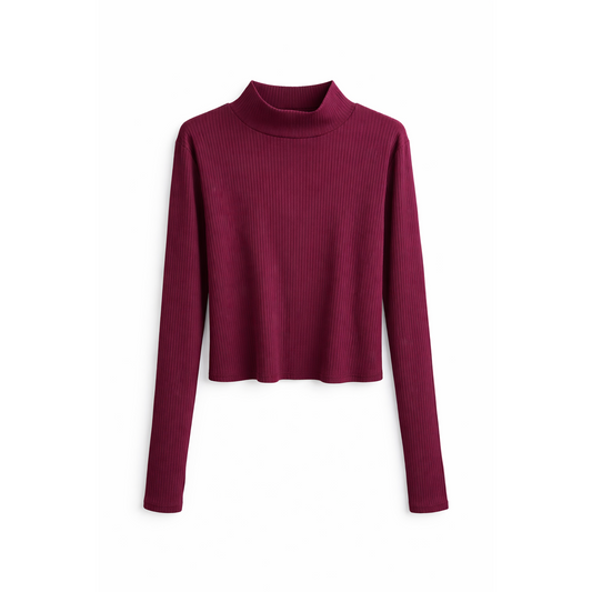 Arizona Jean Co Ribbed Mock Neck Long Sleeve Top – Soft Casual Women's Blouse