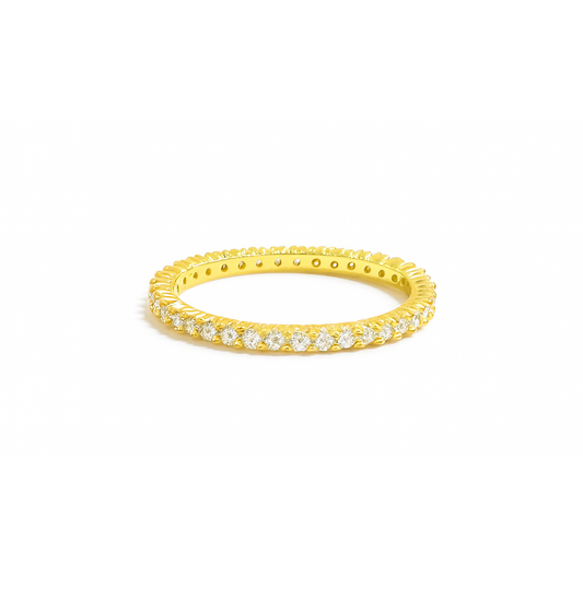 Elegant Gold-Plated Swarovski Crystal Eternity Ring for Women Delicate Sparkle