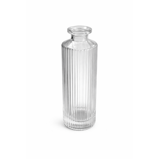 Ribbed Clear Glass Bottle / Vase