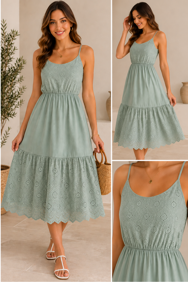 esmara Women's Dress Perforated Embroidery
