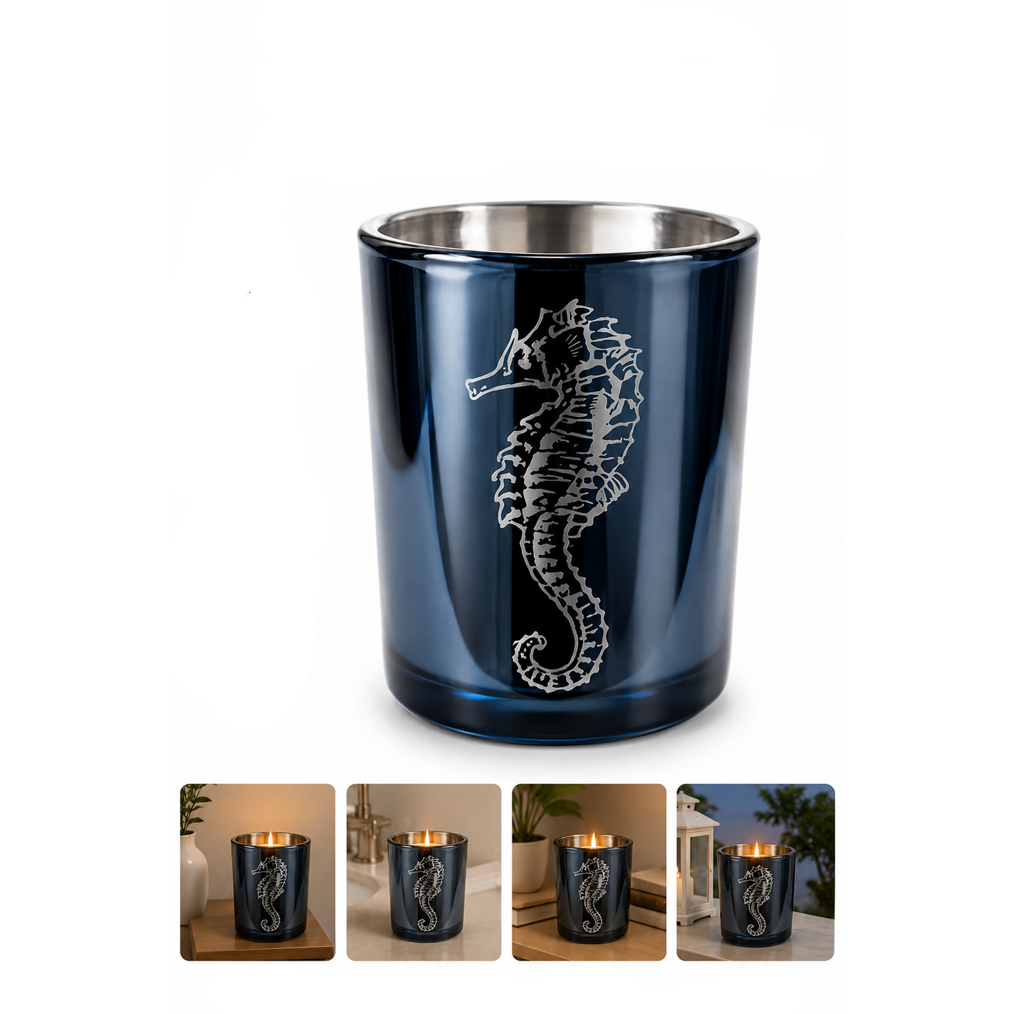 Decorative Glass Candle Holder – Seahorse Design