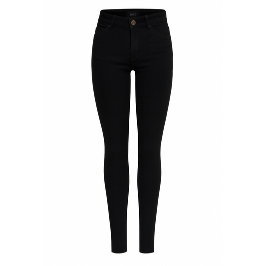 Women's Pieces Mid Waist Ultra Skinny Fit Jeans Black Denim