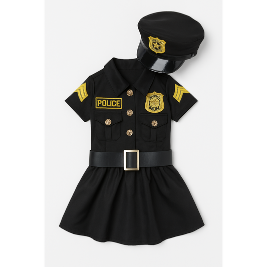 Luxury Girls Police Officer Dress Set with CAP