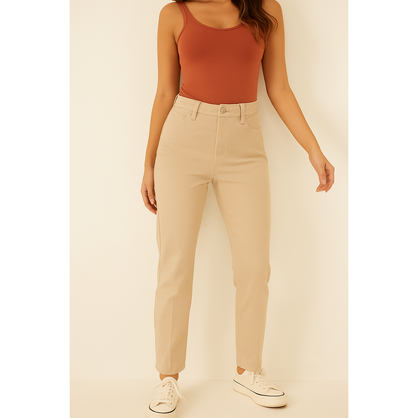 Guess Florida Mid-Rise Stretch Straight Fit beij Jeans W26