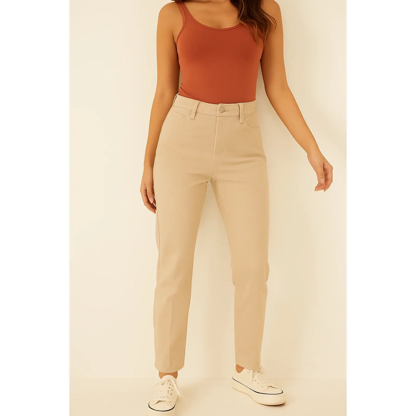 Guess Florida Mid-Rise Stretch Straight Fit beij Jeans W26 - Gomix Brands Outlet