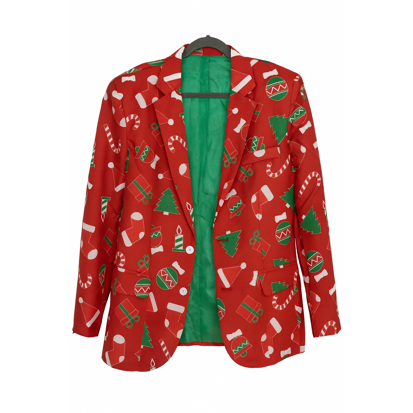 Offstream Festive Christmas Blazer for Men with Colorful Prints NO Tie Included