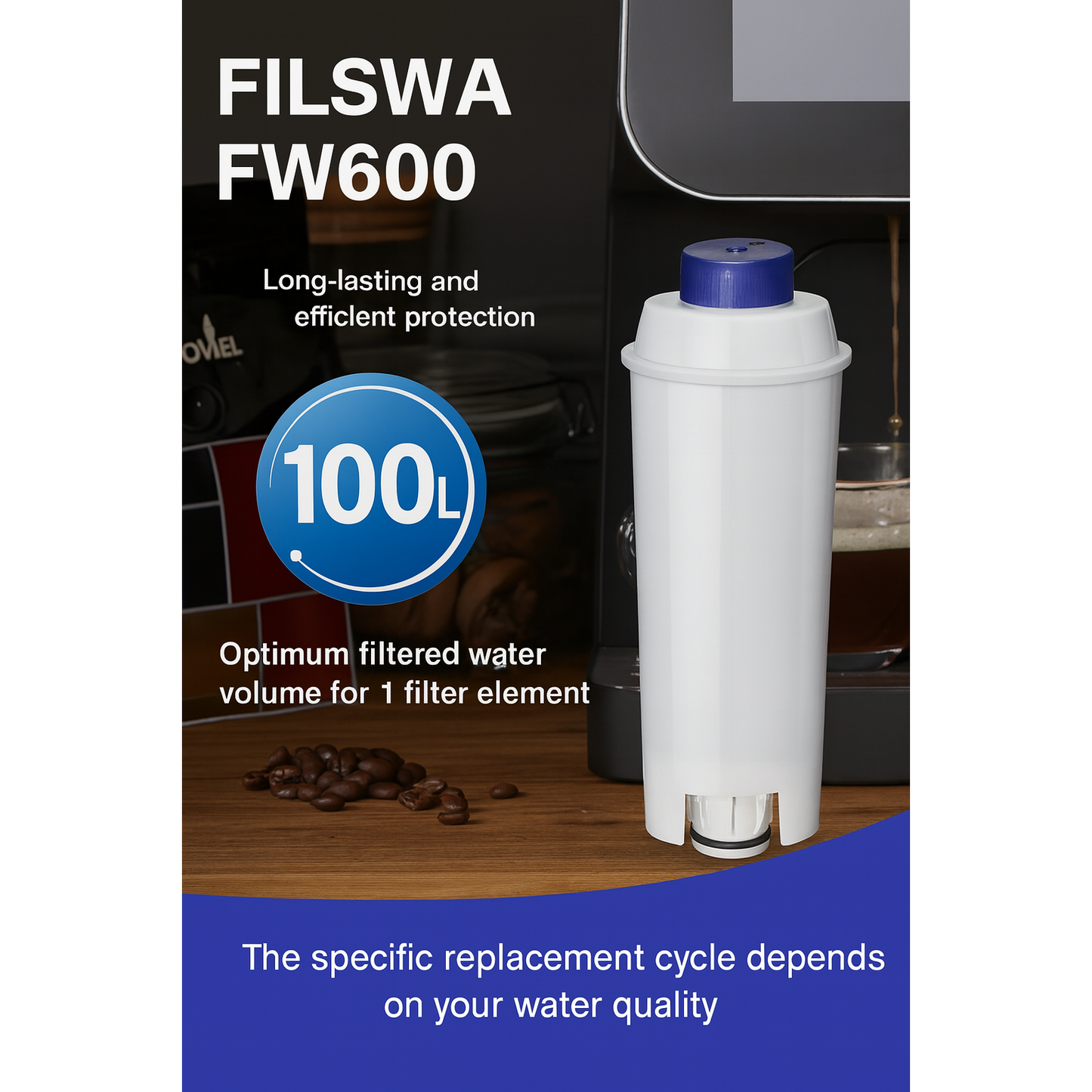 FILSWA DeLonghi Water Filter Replacement – 6 Pack Compatible with ECAM, Magnifica, Prima Donna